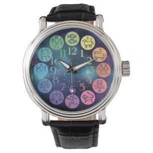 Zodiac Wheel Colorful Horoscope Signs Cosmic  Watch
