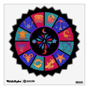 Zodiac Wheel Colorful Wall Art Decal