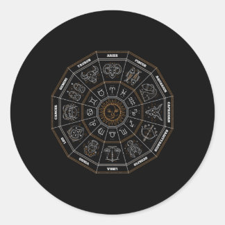 Zodiac Wheel Horoscope Astrology Science 12 Horosc Classic Round Sticker