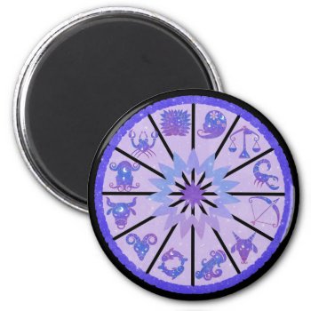 Zodiac Wheel Magnet Blue And Purple by robmolily at Zazzle