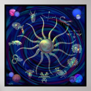 Zodiac Wheel Of Life Poster By Valxart.com by ValxArt at Zazzle