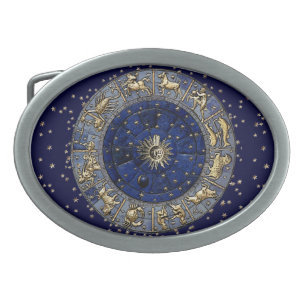 Zodiac Wheel Oval Belt Buckle