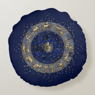 Zodiac Wheel Round Pillow