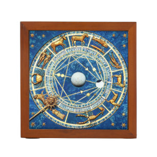 Zodiac Wheel Signs Astrologer Horoscope Celestial Desk Organizer