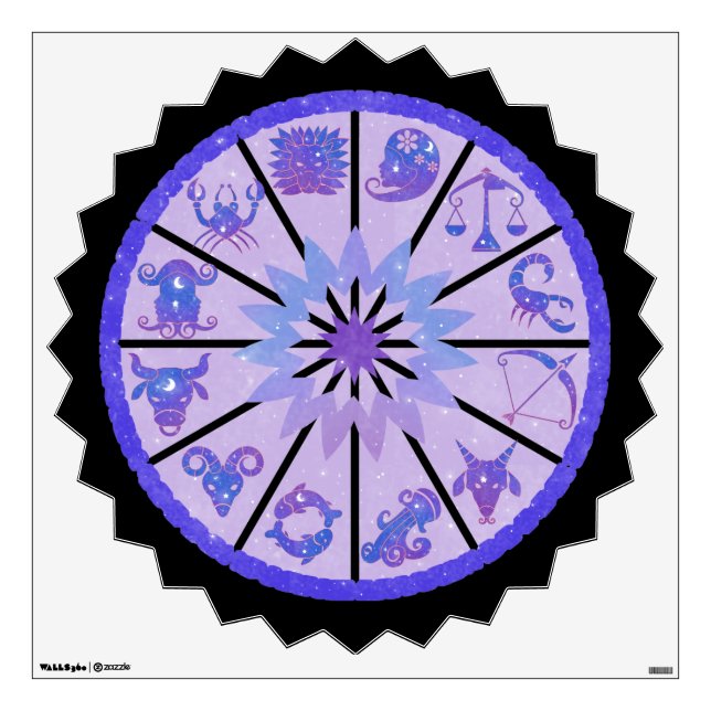 Zodiac Wheel Wall Decal Stars and Moons (Front)