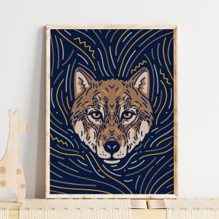 Zodiac Wolf Animal Print   Wolf Print