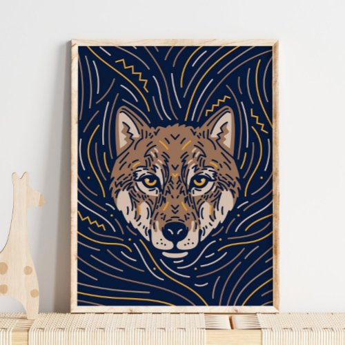 Zodiac Wolf Animal Print  Wolf Print