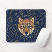 Zodiac Wolf Portrait | Hand-drawn Wolf Mousepad  (With Mouse)