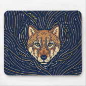 Zodiac Wolf Portrait | Hand-drawn Wolf Mousepad  (Front)