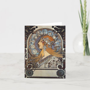 Zodiac Woman by Alphonse Mucha – Art Nouveau Holiday Card