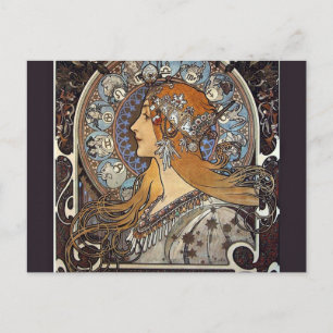 Zodiac Woman by Alphonse Mucha – Vintage Art Postcard