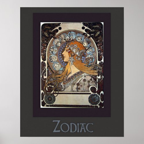 Zodiac Woman by Alphonse Mucha  Vintage Art Poster