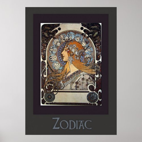 Zodiac Woman by Alphonse Mucha  Vintage Art Poster