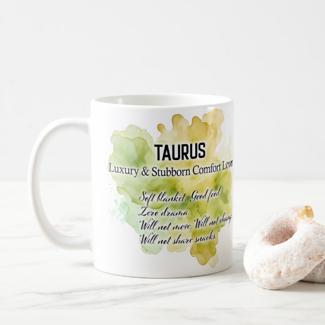 Zodiac Women, Taurus Coffee Mug (With Donut)