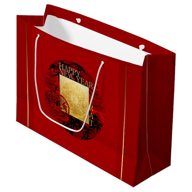 Zodiac Yin Yang Bamboo Chinese Rat Year 2020 LGB Large Gift Bag (Front Angled)
