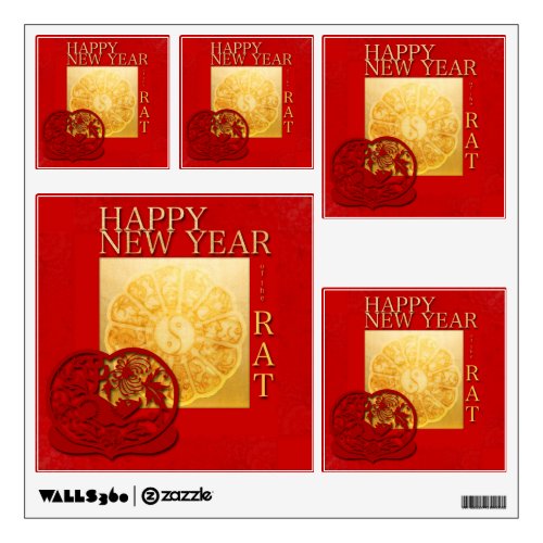 Zodiac Yin Yang Rat Papercut Chinese Year 2020 WSD Wall Decal