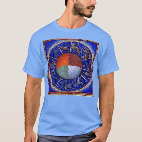 ZODIACAL SIGNS WITH FOUR ELEMENTS Astrology Chart T_Shirt