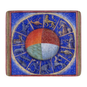 ZODIACAL SIGNS WITH FOUR ELEMENTS CUTTING BOARD