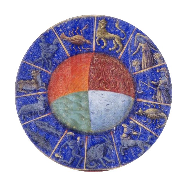 ZODIACAL SIGNS WITH FOUR ELEMENTS  CUTTING BOARD (Front)