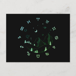 Zodiace Wheel Mountain Landscape Postcard
