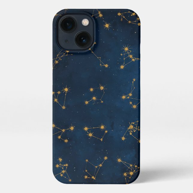 Zodíaco Dorado: El Cielo Nocturno en tus Manos iPhone Case (Back)