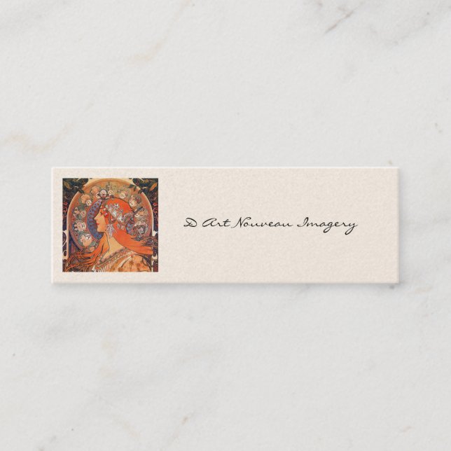 Zodiak Woman by Mucha Mini Business Card (Front)