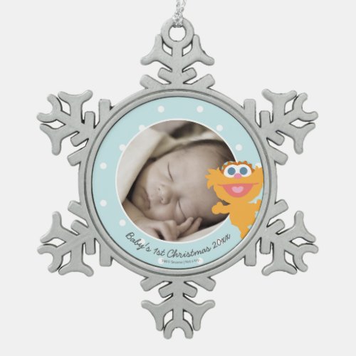 Zoe  Babys First Christmas _ Add Your Name Snowflake Pewter Christmas Ornament