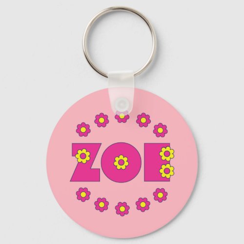 Zoe Flores Pink Keychain