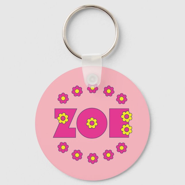 Zoe Flores Pink Keychain (Front)