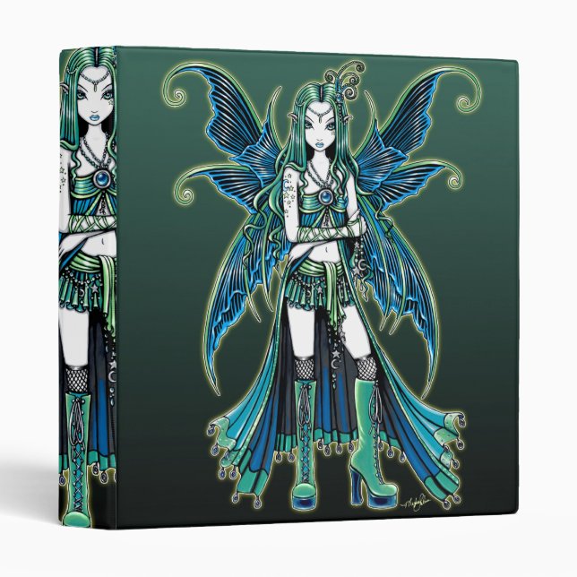 "Zoe" Green Celetial Star Fairy Art Binder (Front/Spine)