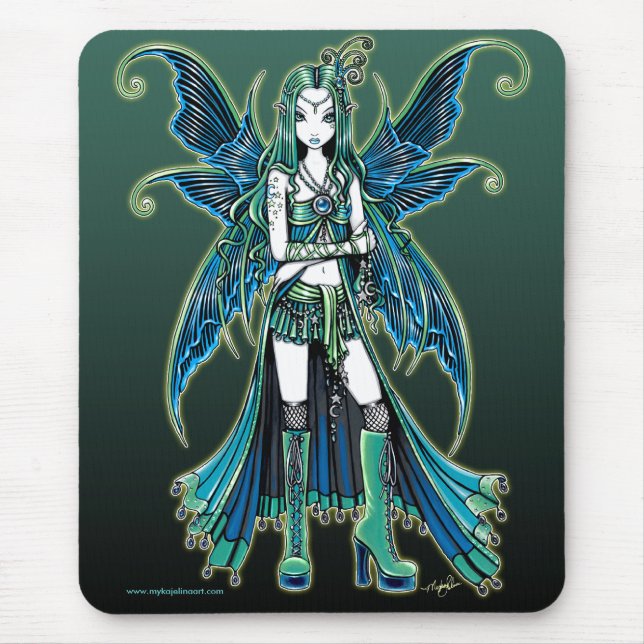 "Zoe" Green Celetial Star Fairy Art Mousepad (Front)