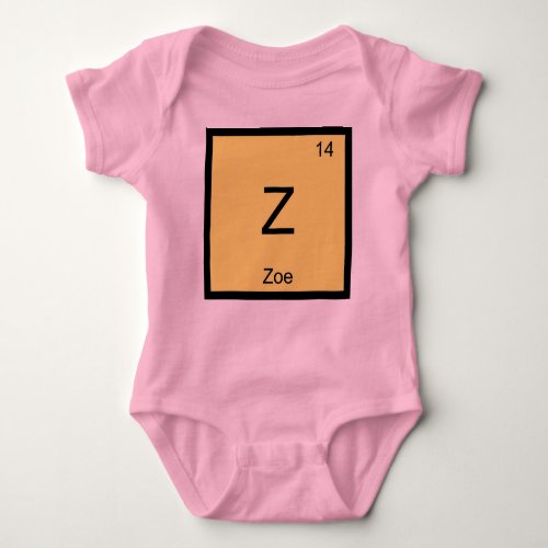 Zoe Name Chemistry Element Periodic Table Baby Bodysuit