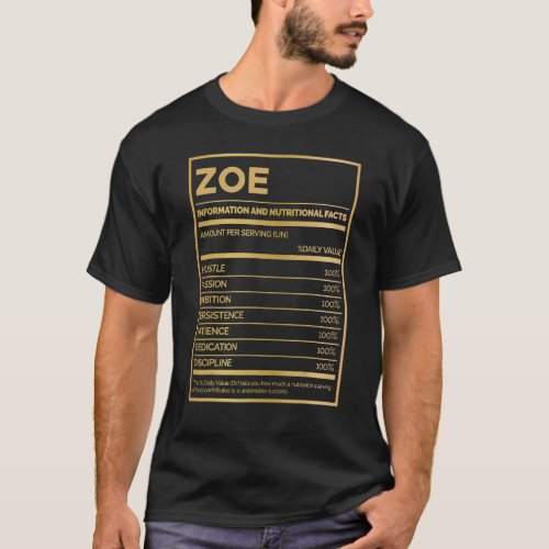 Zoe Nutrition Information Amount Per Serving T_Shirt