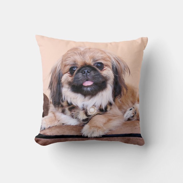 Zoe - Pekingese Throw Pillow (Front)