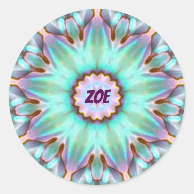 ZOE ~ Personalised Paua Shell Sticker Fractal ~ (Front)