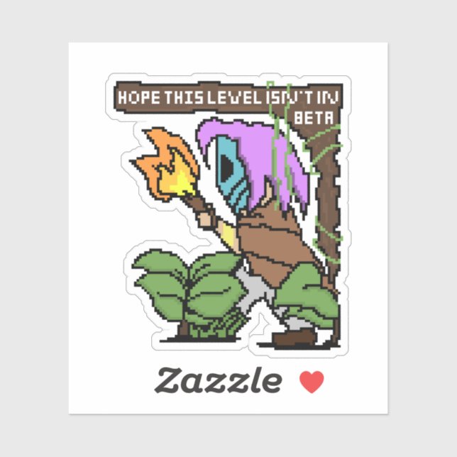 Zoe Pixel Sign – “Beta Level?” Sticker (Sheet)