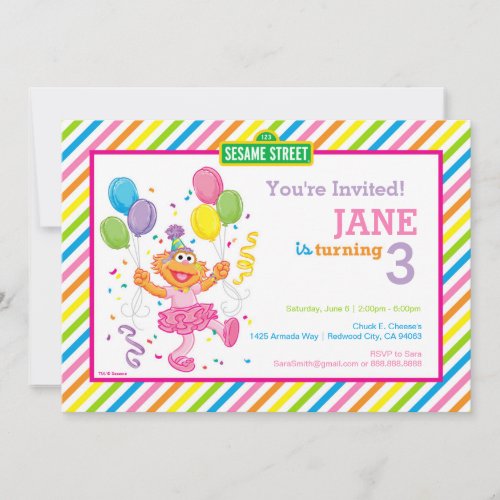 Zoe Striped Birthday Invitation