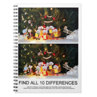 Zoekplaatje van 10 verschillen van de Kerstfubby's Notebook