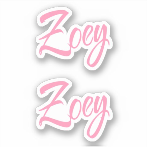 Zoey Decorative Name in Pink x2 Sticker