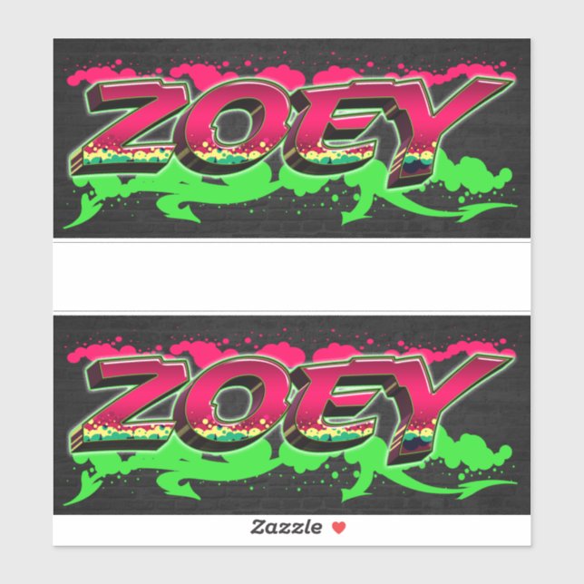 Zoey First Name Graffiti Sticker (Sheet)