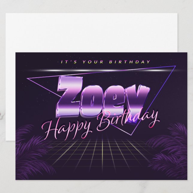 Zoey Name First Name pura retro card Birthday (Front/Back)