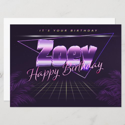 Zoey Name First Name pura retro card Birthday