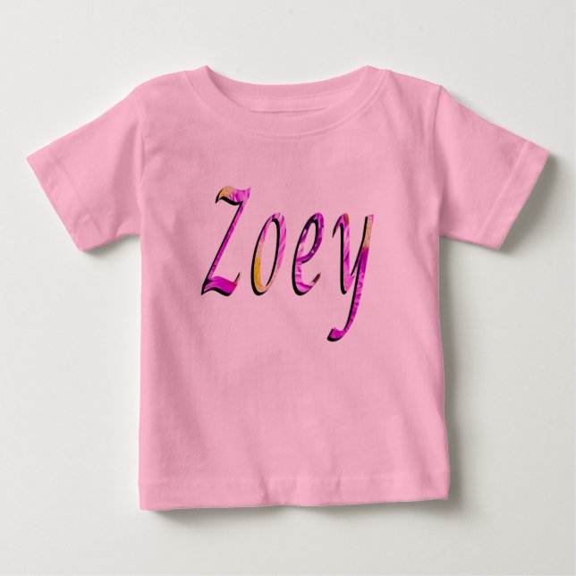Zoey, Name, Logo, Baby Girl Pink T-shirt (Front)