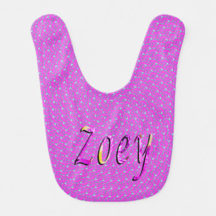 Zoey, Name, Logo, Pink Baby Bib. Bib