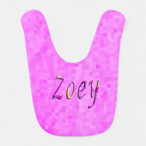 Zoey Name Logo Pink Mosaic Baby Bib Bib