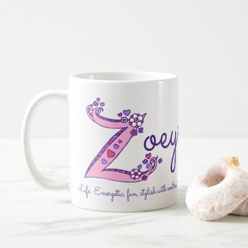 Zoey name meaning decorative Z monogram mug