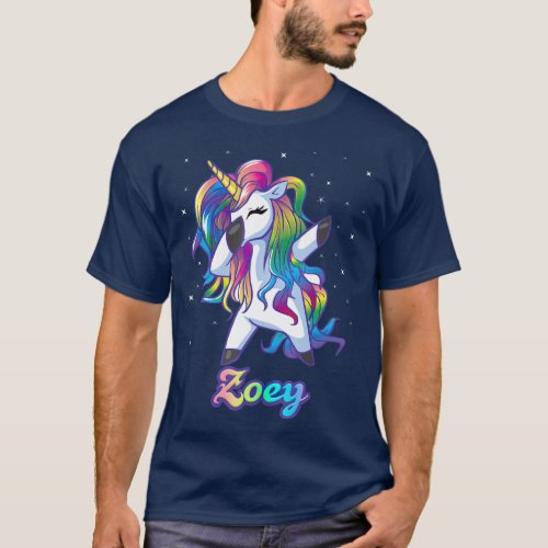 ZOEY Name Personalized Custom Rainbow Unicorn T_Shirt