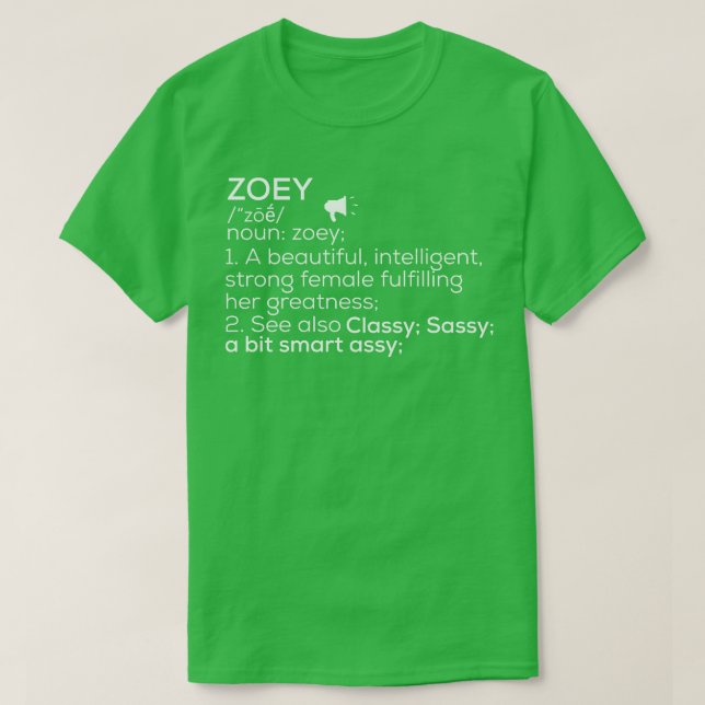 Zoey Name Zoey Definition Zoey Female Name Zoey Me T-Shirt (Design Front)
