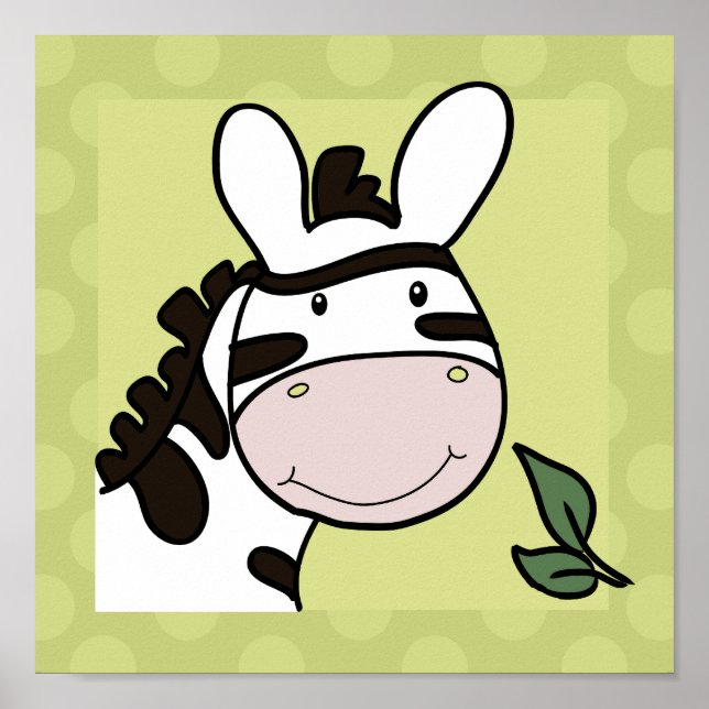 Zoey the Zebra 10x10 Square Print in Green (Front)