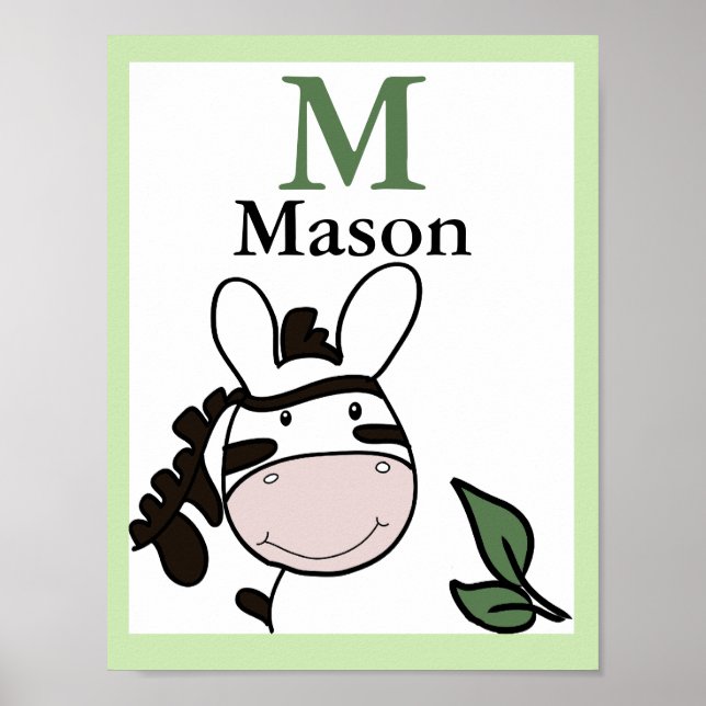 Zoey the Zebra NAME PRINT Baby Zoo Animals (Front)